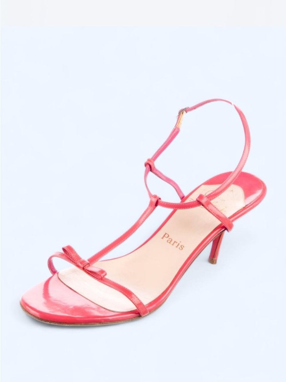 Christian Louboutin Pink Strappy Kitten Heel Sandals
